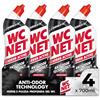 Wc Net - Carbon Active Anti-Odor, Detergente Liquido per WC con Carboni Attivi, Contrasta i Cattivi Odori del WC, 700ml x 4 Confezioni