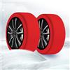 SQUADO Calze da Neve Auto Taglia S Omologate - Coppia Antisdrucciolo per Pneumatici | Montaggio Rapido, Ultra-Resistente | Alternative alle Catene da Neve per Auto 13-17 Colore grigio e rosso
