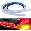Qasim 60cm 24 pollici LED rosso + ambra luci di marcia diurna auto che scorre sequenziale segnale di svolta guida striscia faro gruppo auto moto accessori 2-pack