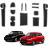 ECOZEN Tappetini Antiscivolo Suzuki Swift/Sport/Hybrid 2017-2023 Impermeabile antiscivolo Tappetini in Gomma per Console Centrale Porta Bicchieri Scanalatura Porta, Suzuki Swift Accessori Bianco
