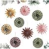 SUNBEAUTY Decorazione per albero di Natale 3D, mini scomparti di carta, da appendere a forma di fiocco di neve, per esterni, casa, Natale, compleanno della foresta (9 pezzi, colorati)