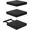 FURNITABLE Mensola da Muro Set di 3 Mensola da Parete Compatte da 20 x 20 cm, in MDF, per Bagno, Cucina, Corridoio, Nero