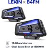 Lexin B4FM-X Cuffie per casco interfono moto Bluetooth, interfono per comunicazione wireless BT 5.0 Condivisione musicale 10 ciclisti