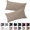 Soifox Set di 2 federe 40 x 70 cm, colore beige, per cuscini da 40 x 70 cm, 100% microfibra, resistenti e ipoallergeniche, con chiusura lampo