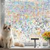 Qualsen Pellicola per Vetri Finestre 30x100cm, Effetto Arcobaleno Pellicola Privacy Finestre Decorativa Elettrostatica Non Adesiva Anti-UV Opaca per Casa Ufficio Cucina