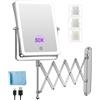 Famihomii 5000mAh Specchio Trucco con Luci Ricaricabile, 8,7″ Doppio Uso 1X/30X Ingrandimento, Specchio Ingranditore da Parete, 3 Temperature di Luce, Regolabile in Luminosità, Girevole 360° (Cromo)