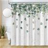 Uiiooazy Tenda Doccia Antimuffa, Tenda da Doccia 180x220cm Foglie Verde Eucalipto Tavola di Legno Grigio Tende da Bagno Tessuto Lavabile Impermeabile Poliestere Tende per Vasca da Bagno con 12 Anelli