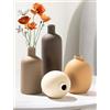 VASETOPIA Vasi in Ceramica, Set di 4 Vaso Decorazione in Neutro Nordico per Soggiorno, Ufficio, Cena Tavolo, Partito (Marrone scuro/Marrone/Arancione/Bianco)