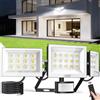 wowspeed Faretto LED da Esterno con Sensore di Eovimento, 150W 15000LM Faretto 6500K Bianca Fredda, 3 Teste Lampada, Rotazione Orizzontale di 90°, Faro LED Esterno IP66 Impermeabile, per Patio Garage