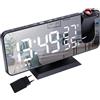 Lancoon Sveglia Digitale con Proiettore a 180° Display a Specchio Dimmer e Temperatura Indicatore di Umidità dell'aria Adattatore Incluso