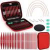 Coopay 13 Paia Ferri Circolari Intercambiabili da 3,0 a 10,0 mm, Ferri da Maglia in Alluminio, Punta dell'Ago Liscia, Ferri Circolari per Vestiti per Bambini, Maglioni, Sciarpe - Rosso Opaco