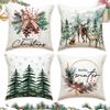 Set 2 Copricuscini Natalizi 30x50 in Lino - Decori Festivi per Divano