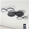 AQLEDY 95 cm Lampadario Led Soffitto Moderni 6 Anelli Soggiorno, Dimmable Moderno Plafoniera Led Soffitto Camera Da Letto, 3000K-6500K Luce Funzione Di Memoria, Nessuno Sfarfallio, Timer(Nero)