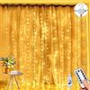 Augone Tenda di luci impermeabili, 3 m x 3 m, 300 LED, per camera da letto, con 8 modalità di controllo remoto, timer, luci USB per giardino, feste, decorazioni per matrimoni (bianco caldo)