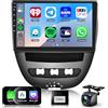 podofo 6G+128G Senza fili Carplay Autoradio per Peugeot 107/Citroen C1/Toyota Aygo con schermo touchscreen IPS da 10,1 pollici, Podofo Android 13 Radio, 8 Core, Android Auto/BT/WIFI/Mirror Link/GPS/DSP