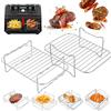 LYIMCHONG 2 Pz Griglia per Friggitrice ad Aria, Griglia Friggitrice ad Aria Accessori, Griglie in acciaio inox impilabile per Ninja, Cosori, Russell Hobbs doppia zona da 7,6 l a 10,4 l