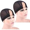 YTBYT 2 pezzi 1.4X3 Pollice U Parte Cappellino parrucca Per La Realizzazione Di Parrucca Medio Marrone Cupola In Pizzo A Maglia Elastico Tessitura Caps (Medio, Nero)
