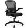 ALPHA HOME Sedia da ufficio ergonomica da scrivania con supporto lombare, regolabile in altezza, in rete con braccioli ribaltabili, schienale oscillante per la casa ufficio