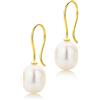 Orovi Orecchini Donna Oro Giallo 18KT Orecchini Pendenti con 2 Perle Coltivate ovali, Made in Italy, gioiello anallergico confezionato in un elegante astuccio portagioie