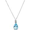 Never Say Never Collana in oro bianco 18k con topazio blu da 2,20 cts, e un diamante da 0,02 cts di colore e lucentezza straordinari, con catena veneziana di 45 cm tutto oro 18 carati