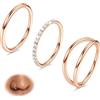 BodyBonita 3 Pezzi Piercing Naso Cerchio - Acciaio Chirurgico 316L 18G CZ Nostril Piercing Septum Daith Trago Helix Orecchino Cartilagine Elice Setto Rook Conch Piercing Naso Anello Oro Rosa 8mm