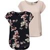 ONLY Onlvic S/S Solid Top Noos Wvn - Maglietta da Donna, Rosso/Nero (1 x Apple Butter/1 x Black), 42 (EU) / 46 (IT)
