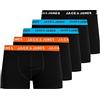 JACK & JONES JACHuey - Boxer da Uomo, Confezione da 5 Nero (Nero/Dettaglio: 2 Arancione/2 Blue/Nero) M