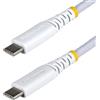StarTech.com Cavo USB-C da 30cm, 60W (3A) PD, Guaina con Doppio Strato in Nylon Intrecciato, Robusto Cavo di Ricarica USB Tipo C in TPE