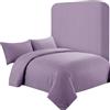 AR Ware Set Copripiumino a Righe Satinate Doppie - 4 Pezzi Lavanda Morbido, Set Biancheria da Letto Stile Hotel con 2 Federe e 1 Lenzuolo con Angoli
