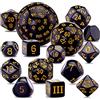 SIQUK 15 Pezzi Set di Dadi Poliedrici D3-D100 Dadi da Gioco Dadi D&D per Dungeons Dragons RPG MTG, Nero e Giallo
