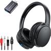 Queemie Cuffie TV Wireless per Anziani, Bassa Latenza AptX, Design con Un Pulsante Cuffie TV Over-Ear con Trasmettitore USB (Ottica/RCA/AUX/USB), Più Forti & Chiare per Ipoudenti, 20H Autonomia, Plug & Play