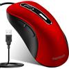 memzuoix Mouse USB con Cavo - Mouse Ottico 1400 DPI, 5 Tasti, Design Ergonomico con Cavo da 1,5m - Per Computer, PC, Mac - Rosso Granata