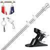 TALITARE Kit Asta Bandiera di Alluminio Argento 180cm con Staffa Asta Bandiera in Acciaio Inossidabile, Set Pennone per Bandiera con Anello Rotanti per Montaggio a Parete Regolabile/Base Nero