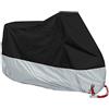 ANFTOP XXXL Coprimoto Telo Motociclo teli Copri moto Scooter impermeabile, antipolvere, anti UV, traspirante, per esterni, con sacca per il trasporto, 3XL, colore: Nero e Argento