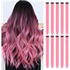 ELNX 10 Extension Capelli Rosa, 22 Ciocche Lunghe Lisce Sintetiche con Clip, per Ragazze, Bambini, Donne, Quotidiano, Festa, Natale (Rosa Pesca)
