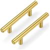 Plustool 30 maniglie per armadietti dorate, in ottone spazzolato, per cassetti e cassetti, in acciaio inox, per cucina, bagno, camera da letto, lunghezza totale 15,5 cm