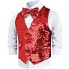 Dress Up America Gilet Di Paillettes Rosso Con Papillon Per Bambini - Costume Festa In Maschera