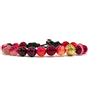 Samsara Bracciale Tibetano Ispirazione Buddista con Agata Rossa Striata, Lunghezza Regolabile, Gioiello Artigianale con Filo in Cotone Cerato ad Alta Resistenza e Chiusura in Ottone