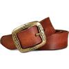 ROYALZ vintage Cintura in Pelle Donna in Pelle di Bufalo 38mm Larga per Jeans Accorciabile Cinta in Vero Cuoio, dimensione:110, Colore:Nero - fibbia disegno floreale liscio