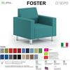 SEIPO Foster F0040 Poltrona attesa Imbottita Singola Base 4 piedi cromati Seipo ecopelle D2 CLASS 1IM