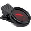 SYSTEM-S Filtro colore rosso 37 mm lente colore con clip per smartphone in nero