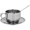 Oumefar Set di tazzine da caffè premium in acciaio inossidabile con cucchiaio e piattino abbinato