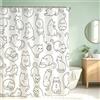 IcosaMro Tenda da doccia per il bagno con ganci, in bianco e nero con simpatici gattini colorati in stile cartone animato, tenda da doccia in tessuto lungo, 180 x 183 cm