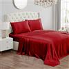 Juicy Couture Set di lenzuola in raso per letto queen size, con tasca profonda, 1 lenzuolo con angoli, 1 lenzuolo piano e 2 federe, in raso resistente alle pieghe e anti pelucchi, colore: rosso