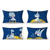 Aoihrraan 31x51cm Confezione da 4 Carino Cartone Animato Animale CopriCuscini Divano Blu Scuro Cielo Stellato Dinosauro Pianeta Quadrata Baby Federe Per Cuscini Lino Bambino Festa Decor Sofà Letto