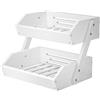 G.a HOMEFAVOR Supporto per Cesto di Frutta in bambù a 2 Livelli, Supporto per Verdure e Pane per ripiano della Cucina, scaffale per Snack in Cucina Domestica e Ufficio, Bianco
