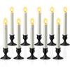 SoulBay Candele a LED senza fiamma a batteria, con sensore dal tramonto all'alba, 10 pezzi, candele natalizie per finestre con supporti neri, per casa, stanza, tavolo, matrimoni, Halloween