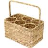 HMF Porta Bottiglie di Vino, Portabottiglie intrecciato in Giacinto d'Acqua con 6 Scomparti per Bottiglie da 1,5 L, 32 x 22 x 18 cm, Beige