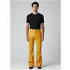 Fatto a mano Pantaloni da uomo gialli eleganti in pelle di agnello pura vera pelle biker c...