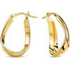 Miore Orecchini Donna Argento Sterling 925 Placcato Oro 18K, Orecchini a Cerchio Ovale Dorati e Lisci da 20mm, Gioielli da Donna Made in Italy, con Custodia Portagioie
